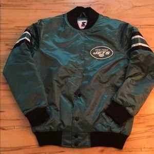 JETS Starter NFL Men's Satin Button Down Jacket
